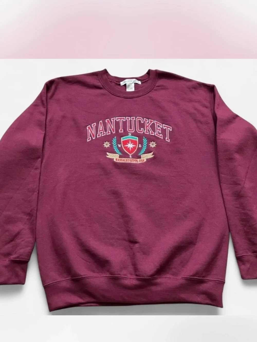 Altar'd State Oversized Nantucket Embroidered cotton blend crewneck size S